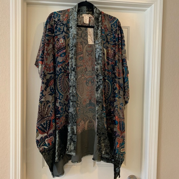 NEW Stunning Olive Green/Multi Kimono Cardigan - Picture 6 of 11